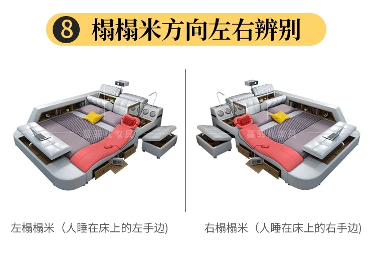 Master Bedroom Bed European Frames Luxury Headboard Multifunctional Bed Sleeping Modern Meubles De Chambre Home Furniture