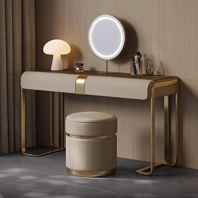 Bedroom Led Light Dressing Table Mirror Luxury Drawer European Dressing Table Girls Makeup Tocador De Maquillaje Furniture