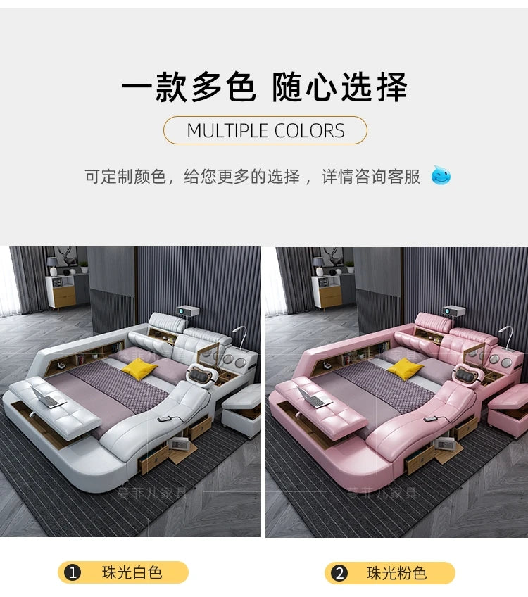 Master Bedroom Bed European Frames Luxury Headboard Multifunctional Bed Sleeping Modern Meubles De Chambre Home Furniture