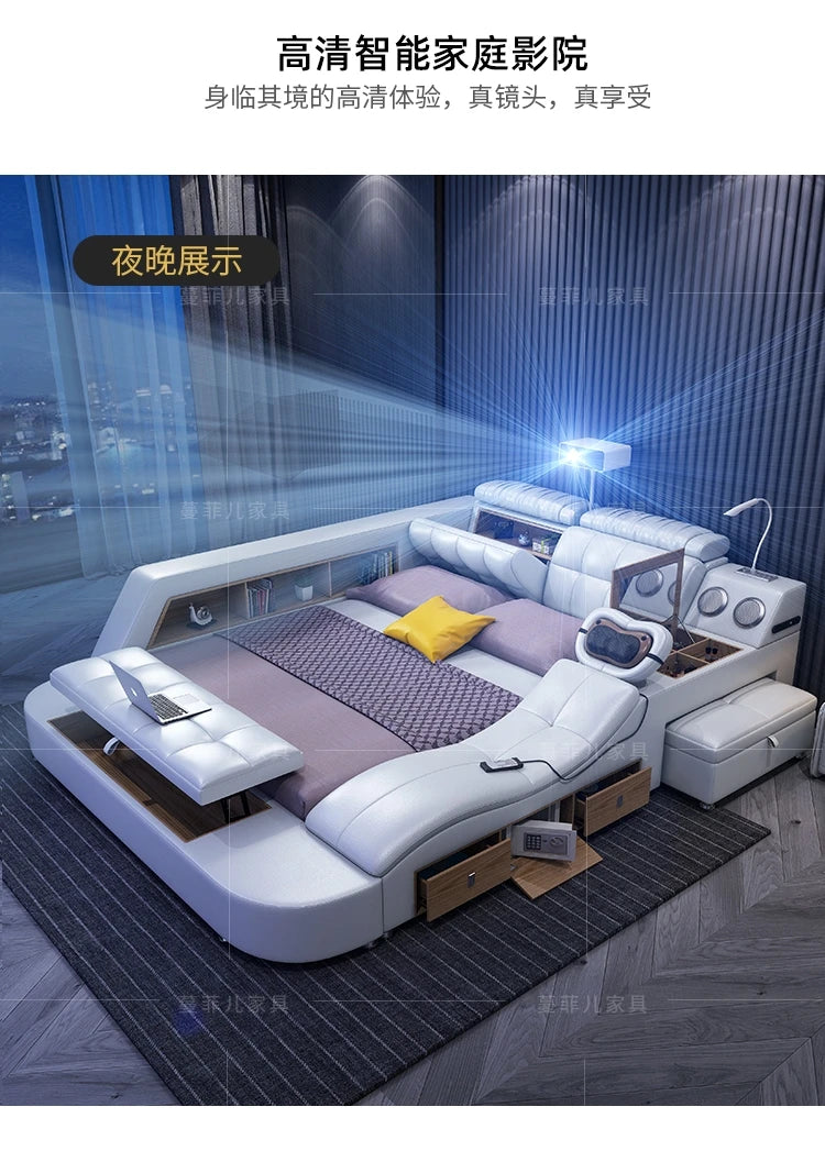 Master Bedroom Bed European Frames Luxury Headboard Multifunctional Bed Sleeping Modern Meubles De Chambre Home Furniture