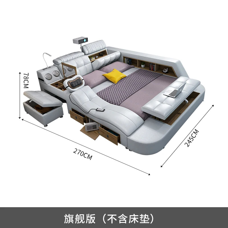 Master Bedroom Bed European Frames Luxury Headboard Multifunctional Bed Sleeping Modern Meubles De Chambre Home Furniture