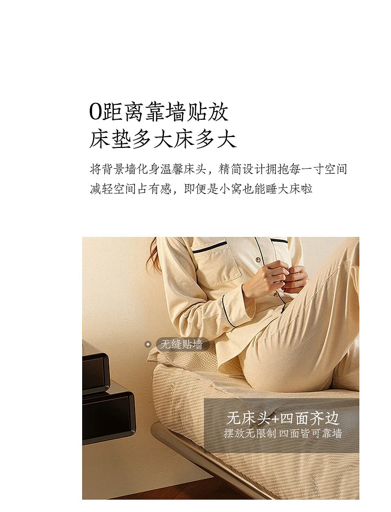 Italian Metal Beds 200×180cm Floating Designer Luxury Loft Double Bed Frames Cabinets Adults Cama Matrimonial Furniture Home