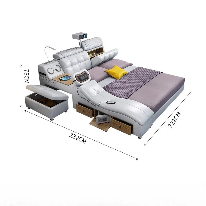 Master Bedroom Bed European Frames Luxury Headboard Multifunctional Bed Sleeping Modern Meubles De Chambre Home Furniture