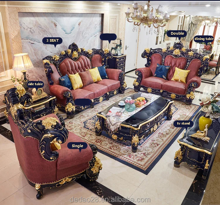 French Romantic Style Luxury Sofa Solid Wood Carving Furniture With High Quality For Wedding Event Factory Wholesale Outlets