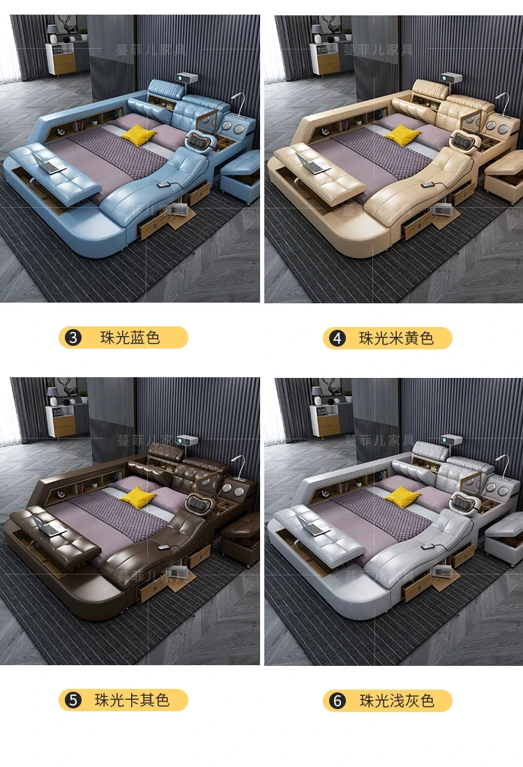 Master Bedroom Bed European Frames Luxury Headboard Multifunctional Bed Sleeping Modern Meubles De Chambre Home Furniture