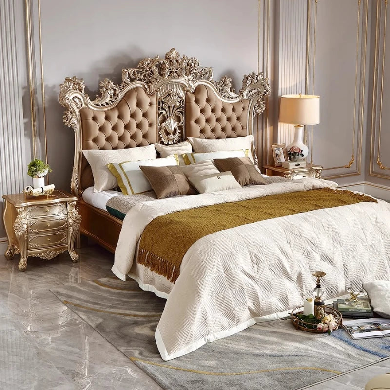 Modern Aesthetic Bed Cabinets Frame Legs Double Princess Bed Side Table King Size Muebles Para El Hogar House Accessories