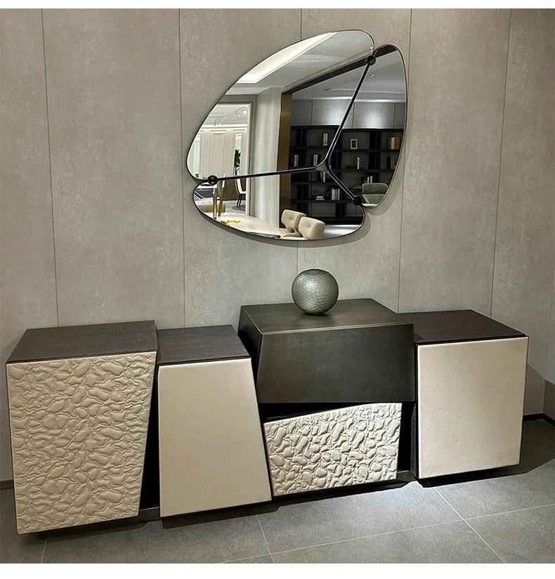Irregular Geometric Design Storage Cabinet Sideboard Light Luxury Luxury Villa Entry Luxury Decorative Cabinet