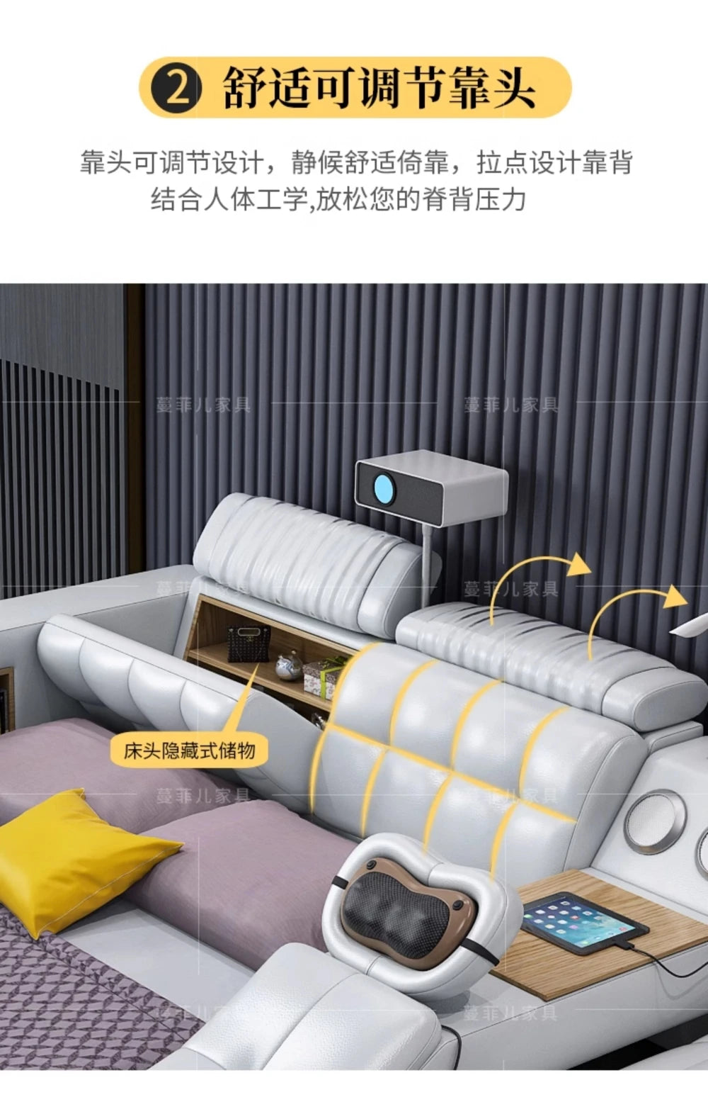 Master Bedroom Bed European Frames Luxury Headboard Multifunctional Bed Sleeping Modern Meubles De Chambre Home Furniture