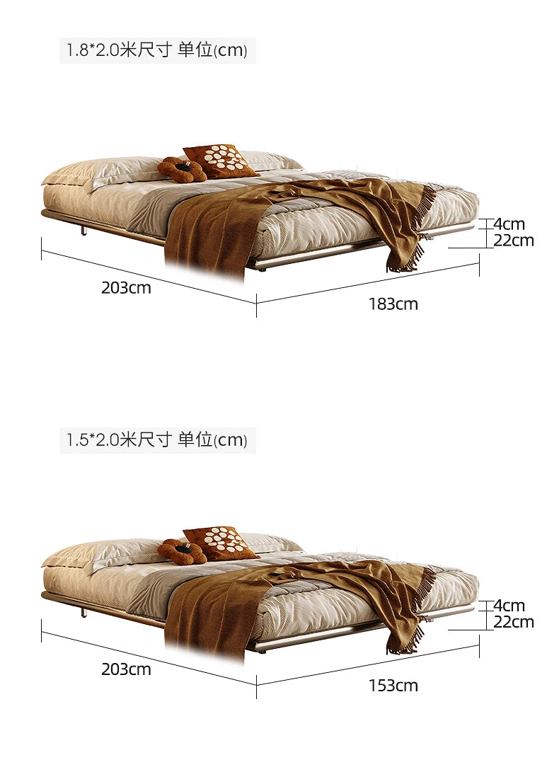 Italian Metal Beds 200×180cm Floating Designer Luxury Loft Double Bed Frames Cabinets Adults Cama Matrimonial Furniture Home