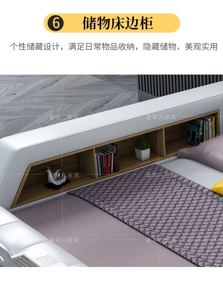 Master Bedroom Bed European Frames Luxury Headboard Multifunctional Bed Sleeping Modern Meubles De Chambre Home Furniture