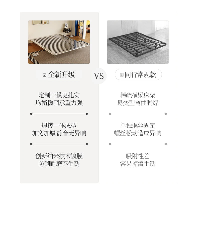 Italian Metal Beds 200×180cm Floating Designer Luxury Loft Double Bed Frames Cabinets Adults Cama Matrimonial Furniture Home