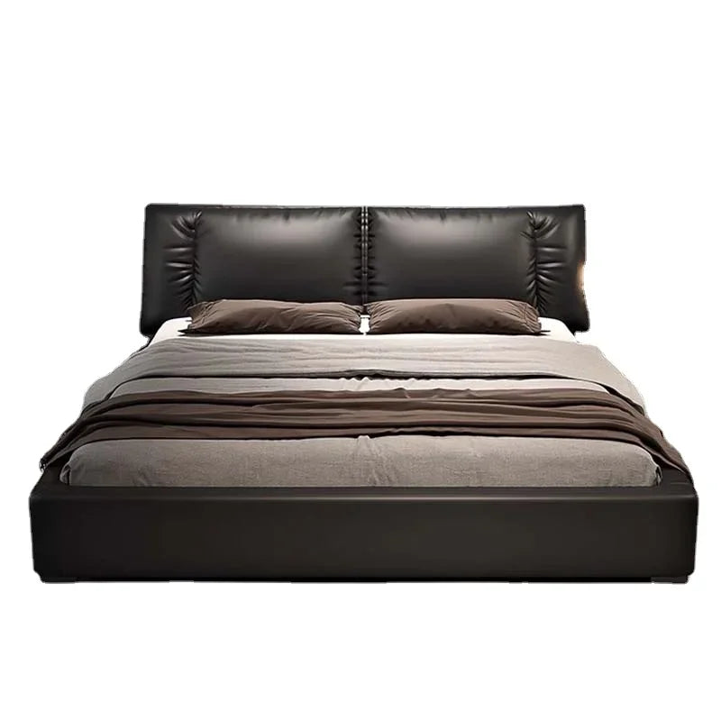 Modern Bedroom Bed Nordic Aesthetic Leather Multifunctional Queen Size Bed Storage Wood Cama De Matrimonio Home Furniture
