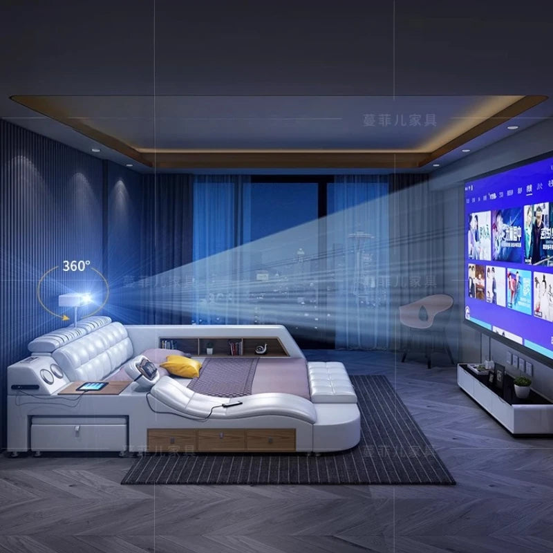 Master Bedroom Bed European Frames Luxury Headboard Multifunctional Bed Sleeping Modern Meubles De Chambre Home Furniture