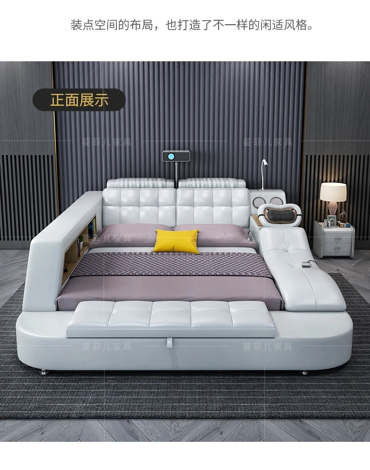 Master Bedroom Bed European Frames Luxury Headboard Multifunctional Bed Sleeping Modern Meubles De Chambre Home Furniture