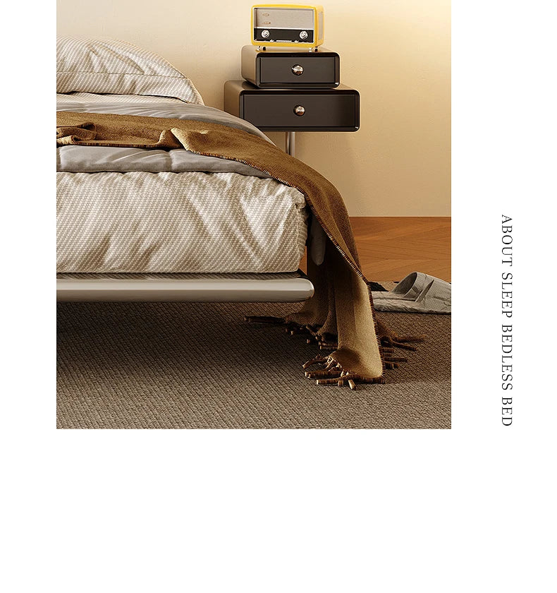 Italian Metal Beds 200×180cm Floating Designer Luxury Loft Double Bed Frames Cabinets Adults Cama Matrimonial Furniture Home