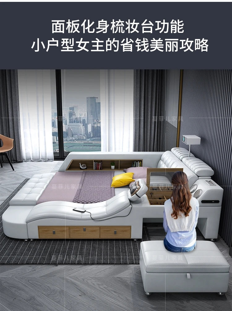 Master Bedroom Bed European Frames Luxury Headboard Multifunctional Bed Sleeping Modern Meubles De Chambre Home Furniture
