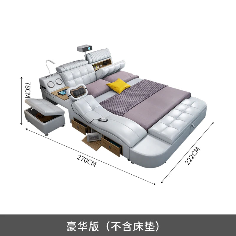 Master Bedroom Bed European Frames Luxury Headboard Multifunctional Bed Sleeping Modern Meubles De Chambre Home Furniture