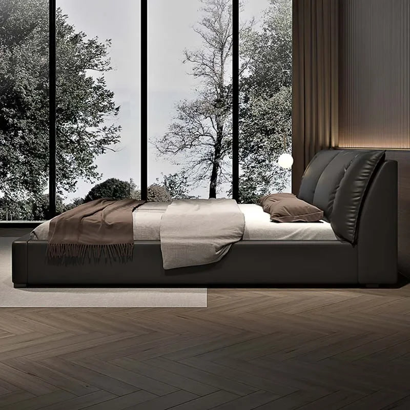 Modern Bedroom Bed Nordic Aesthetic Leather Multifunctional Queen Size Bed Storage Wood Cama De Matrimonio Home Furniture