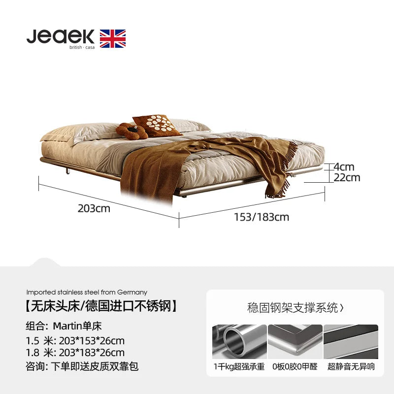 Italian Metal Beds 200×180cm Floating Designer Luxury Loft Double Bed Frames Cabinets Adults Cama Matrimonial Furniture Home