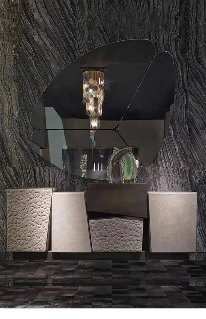 Irregular Geometric Design Storage Cabinet Sideboard Light Luxury Luxury Villa Entry Luxury Decorative Cabinet