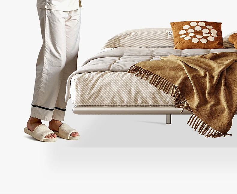 Italian Metal Beds 200×180cm Floating Designer Luxury Loft Double Bed Frames Cabinets Adults Cama Matrimonial Furniture Home