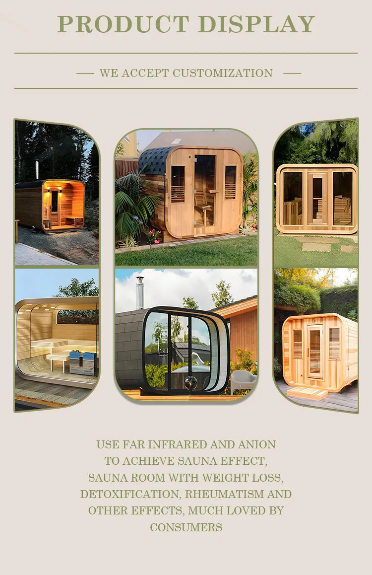 Traditional Sauna Can Be Designed According to Customer Requirements Solid Wood Manufacturing Can Be Used for Outdoor Sauna