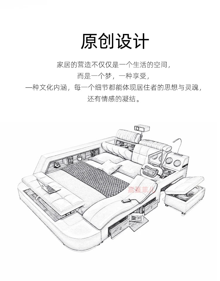 Master Bedroom Bed European Frames Luxury Headboard Multifunctional Bed Sleeping Modern Meubles De Chambre Home Furniture