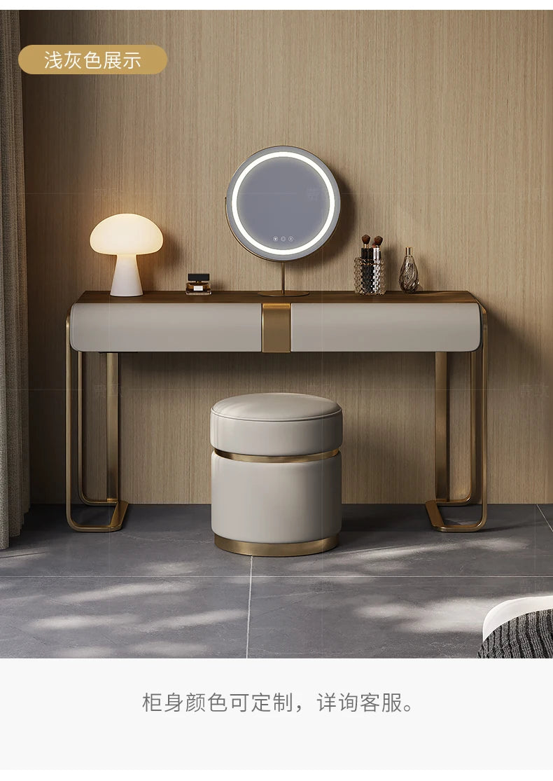 Bedroom Led Light Dressing Table Mirror Luxury Drawer European Dressing Table Girls Makeup Tocador De Maquillaje Furniture