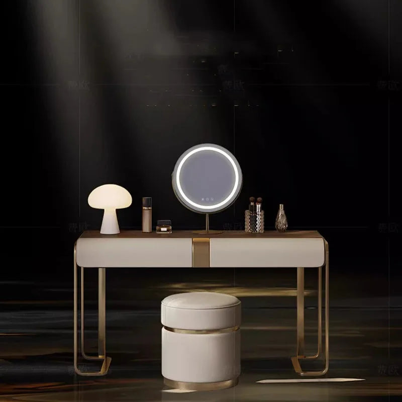 Bedroom Led Light Dressing Table Mirror Luxury Drawer European Dressing Table Girls Makeup Tocador De Maquillaje Furniture