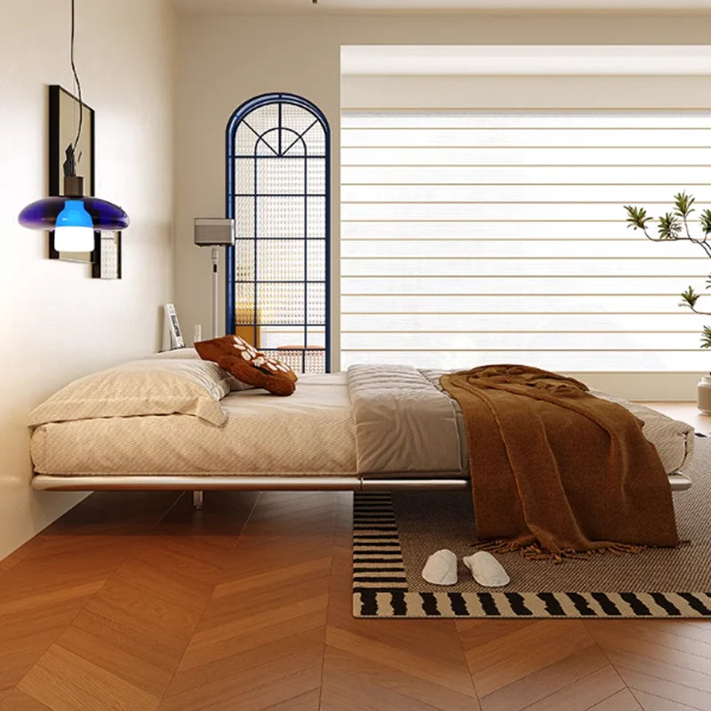 Italian Metal Beds 200×180cm Floating Designer Luxury Loft Double Bed Frames Cabinets Adults Cama Matrimonial Furniture Home