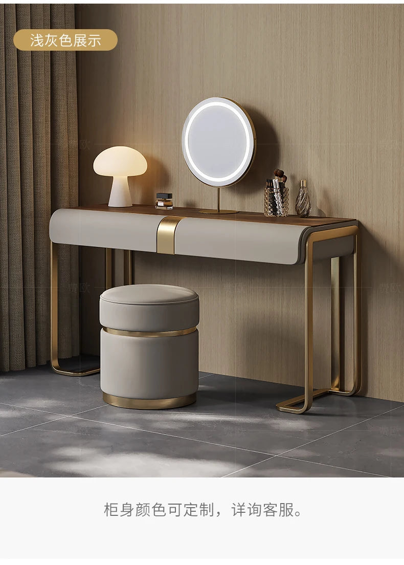 Bedroom Led Light Dressing Table Mirror Luxury Drawer European Dressing Table Girls Makeup Tocador De Maquillaje Furniture