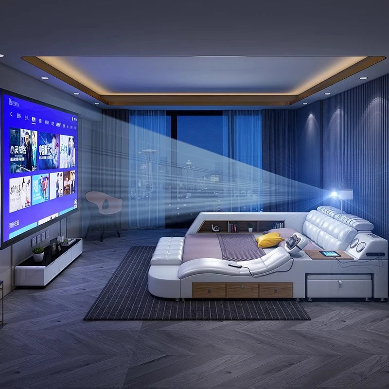 Master Bedroom Bed European Frames Luxury Headboard Multifunctional Bed Sleeping Modern Meubles De Chambre Home Furniture