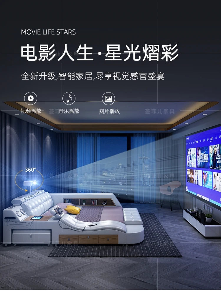 Master Bedroom Bed European Frames Luxury Headboard Multifunctional Bed Sleeping Modern Meubles De Chambre Home Furniture