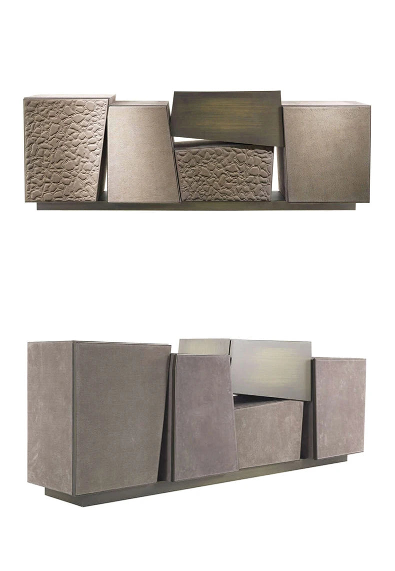 Irregular Geometric Design Storage Cabinet Sideboard Light Luxury Luxury Villa Entry Luxury Decorative Cabinet
