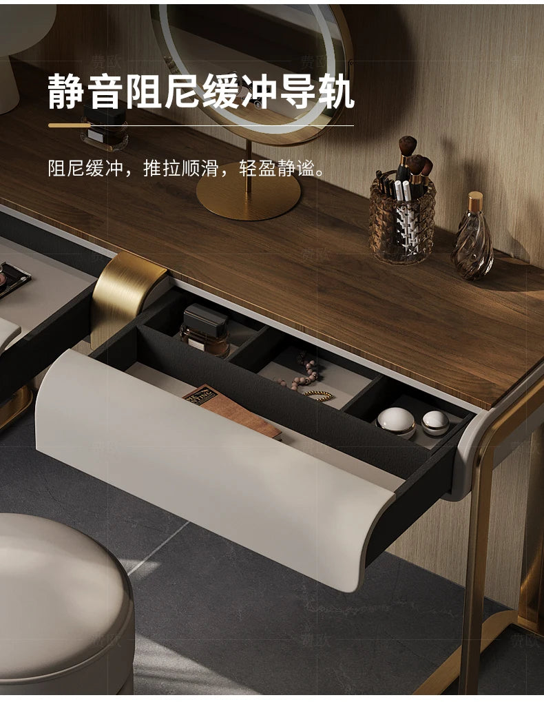 Bedroom Led Light Dressing Table Mirror Luxury Drawer European Dressing Table Girls Makeup Tocador De Maquillaje Furniture