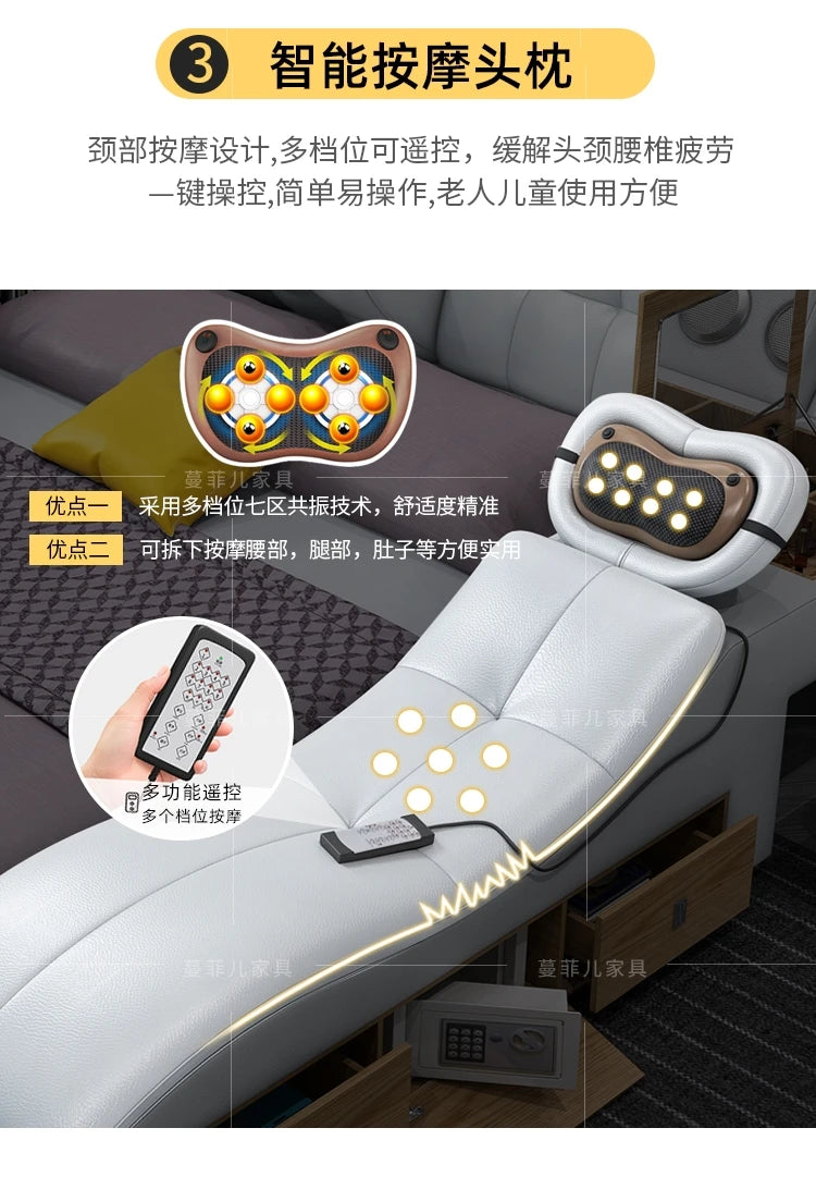 Master Bedroom Bed European Frames Luxury Headboard Multifunctional Bed Sleeping Modern Meubles De Chambre Home Furniture