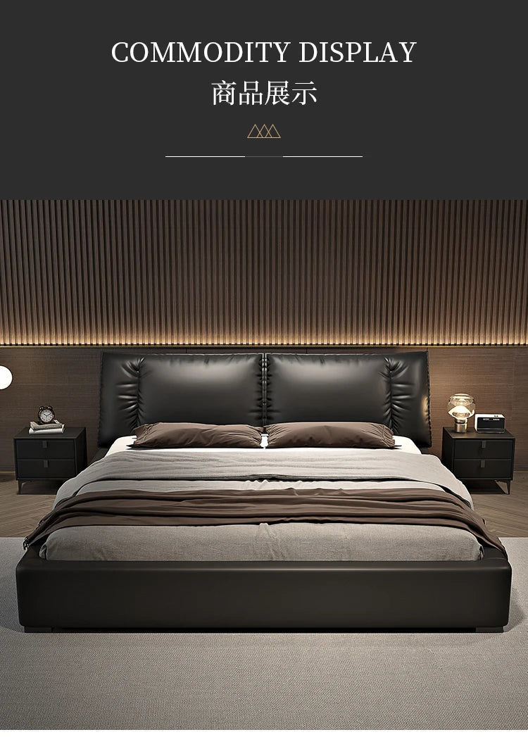Modern Bedroom Bed Nordic Aesthetic Leather Multifunctional Queen Size Bed Storage Wood Cama De Matrimonio Home Furniture