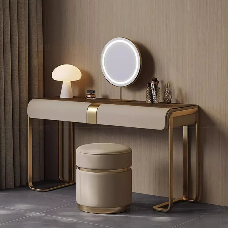 Bedroom Led Light Dressing Table Mirror Luxury Drawer European Dressing Table Girls Makeup Tocador De Maquillaje Furniture