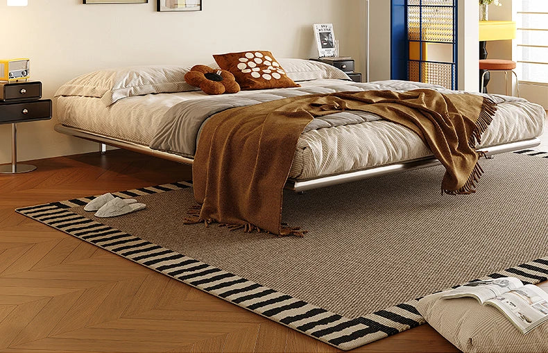 Italian Metal Beds 200×180cm Floating Designer Luxury Loft Double Bed Frames Cabinets Adults Cama Matrimonial Furniture Home