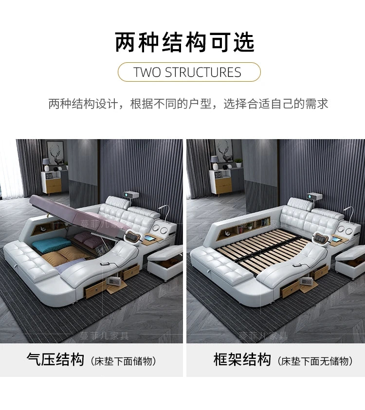 Master Bedroom Bed European Frames Luxury Headboard Multifunctional Bed Sleeping Modern Meubles De Chambre Home Furniture